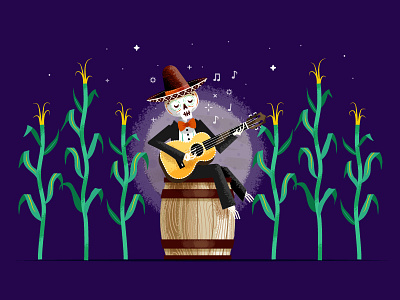 Day of the Dead - WIP barrel corn stalk day of the dead guitar mariachi moon music night skeleton stars