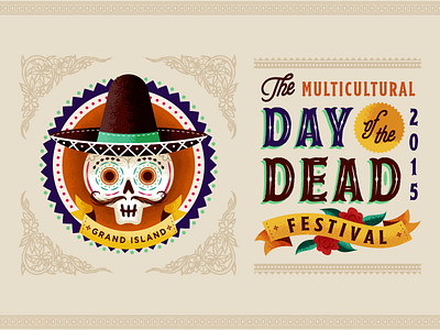 Day of the Dead - Hero border day of the dead hat mustache sugar skull type typography vector
