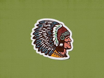 Vintage Chief Sticker chief feather halftone headdress native american portrait profile sticker vector vector illustration vintage