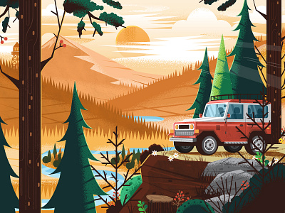 Lookout adventure mobile cliff forest land cruiser landscape mountain nature outdoors plants scenic trees truck