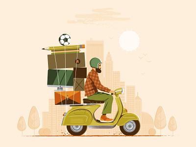 Full-Time Freelance adventure box city moto pencil riding scooter soccer town travel vespa world