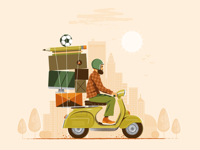 Full-Time Freelance adventure box city moto pencil riding scooter soccer town travel vespa world