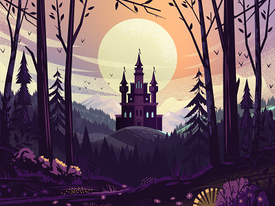 Adobe Creative Cloud - Freeform Gradient - Halloween castle eerie gradient haunted landscape moody mountains nature outdoors sky skyline tree