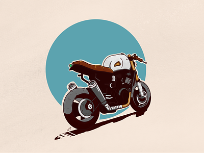 Bike illustration | 1 bike biker cafe racer custom drawing illustration motorbike motorcycle procreate procreate art procreateapp sunset