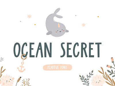 Ocean Secret | Playful font all caps font baby print character design childish font hand lettered font handwriting font kids font kids fonts playful font