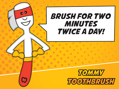 Tommy Toothbrush character comic book dentistry illustration superhero toothbrush vector