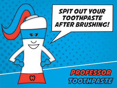 Professor Toothpaste character comic book dentistry illustration superhero toothpaste vector