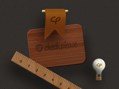check please! balloon icon ruler tag wood