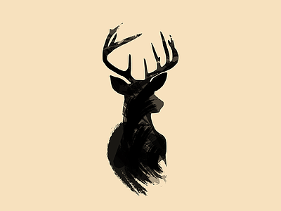 Brushed Stag animal brush deer doe illustrator paint silhouette stag woods