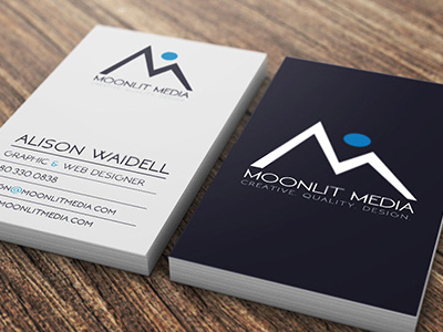 Moonlit Media Business Cards brand identity branding business cards commercial printer creative creative agency design studio graphics illustrator logo design print design typography