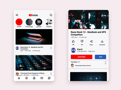 YouTube Concept app design minimal ui ui uidesign