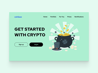 Coinbase Concept Landing Page clean crypto crypto currency cryptocurrency design green minimal ui ui uidesign web web design webdesign website website design