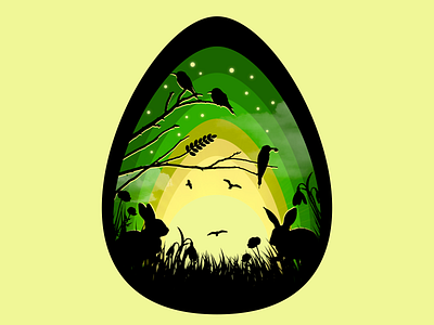 Easter Egg birds bunny easter easter bunny egg green illustration springtime wielkanoc yellow