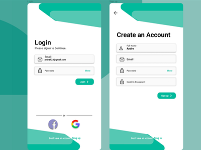 Login & Signup mobile apps Design by Andriyanto on Dribbble