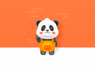 Cartoon panda stereoscopic illustration