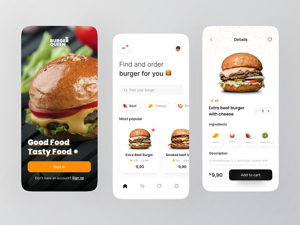 BurgerQueen 👑 ~ Food app delivery by Rafi Rohmat for Odama on Dribbble