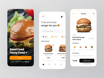 BurgerQueen 👑 ~ Food app delivery by Rafi Rohmat for Odama on Dribbble