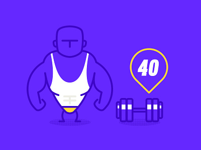 Guns biceps bodybuilder character dumbbell guns gym icon muscle purple yellow