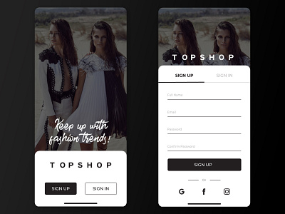 Sign Up Page for #Topshop