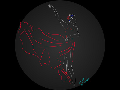 Dancer Red colorful digital art illustration line art