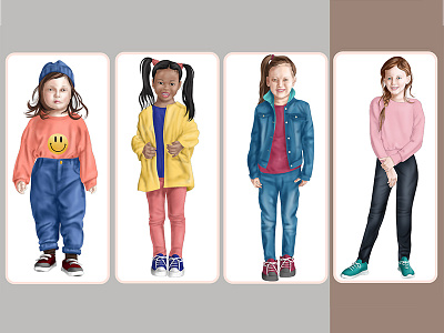 Baby girls Illustration character design colorful digital art digital painting illustration photoshop portrait illustration