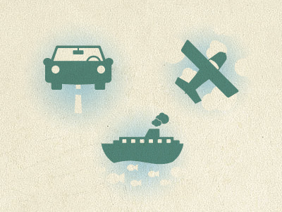 Icons - Car, Plane, Ferry