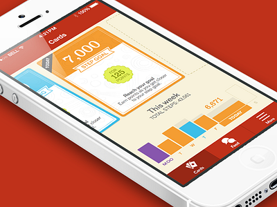 Card Screen app cards graph interface ios iphone pedometer playing cards tabs ui walking