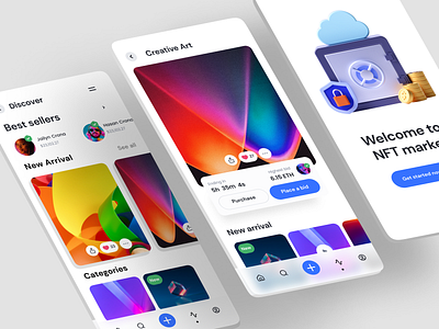 NFT Marketplace - Mobile app art blockchain crypto design junaki marketplace minimal mobail app mobail app design mobail design mobail ui nft nft app nft website shop token trend uiux website