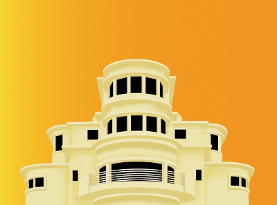 Villa Isola art deco design illustration vector villa isola