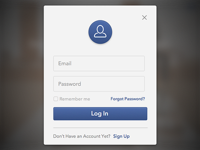 Log In account blue clean design email login overlay web white