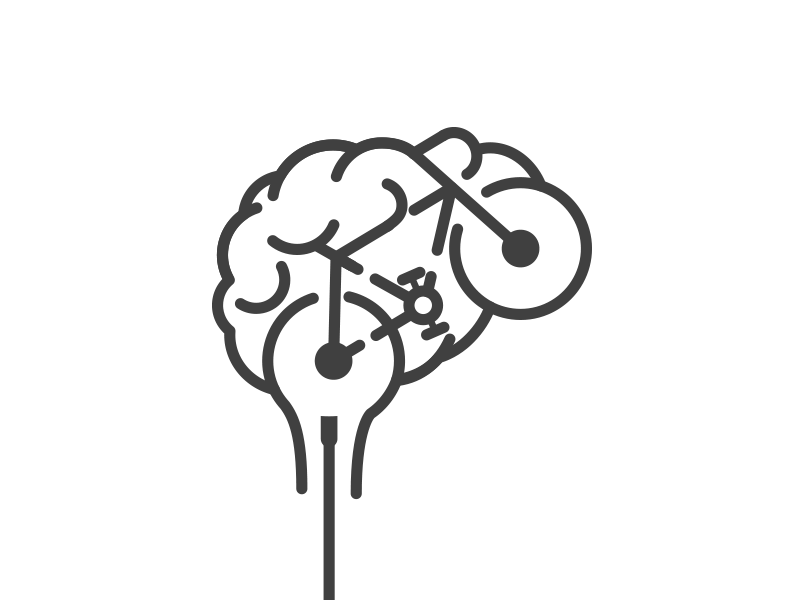 Bike Nerds Podcast Logo icon white black cycling logo podcast brain bike