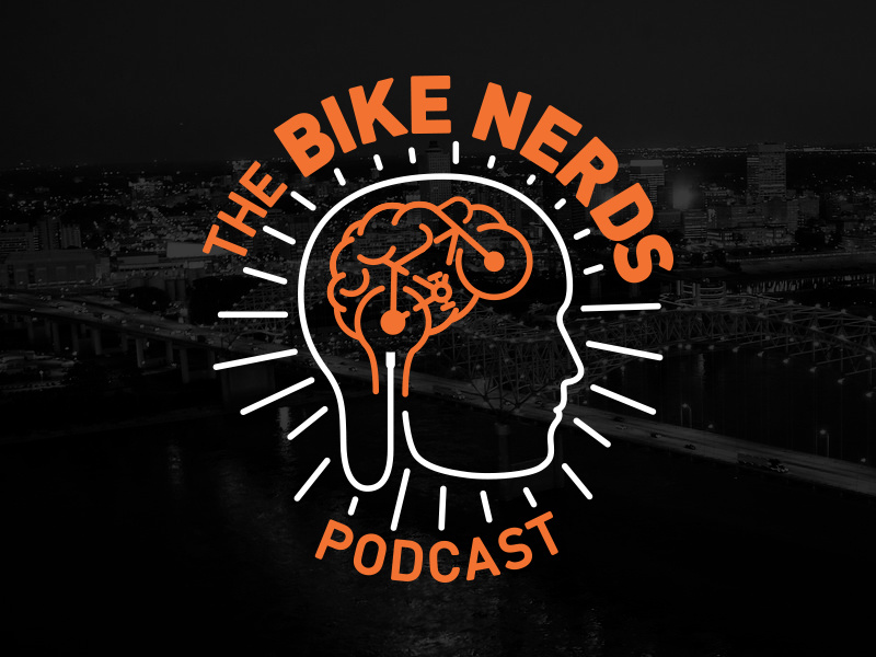 The Bike Nerds Podcast logo memphis icon white black cycling logo podcast brain bike