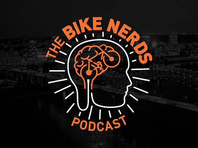 The Bike Nerds Podcast logo bike black brain cycling icon logo memphis podcast white