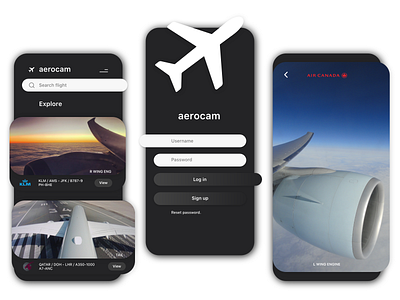 Aerocam™ airplane airport app app design aviation clean ui dark ui design flight flight app logo minimalist typography ui ui ux uidesign uidesigns ux uxdesign uxui