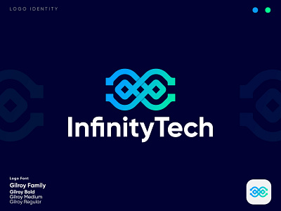 InfinityTech - tech company abstract logo app logo branding colorful logo creative logo gradient logo identity infinite infinity logo logo logo design logotype monogram software logo startup logo tech tech company technology technology logo typography