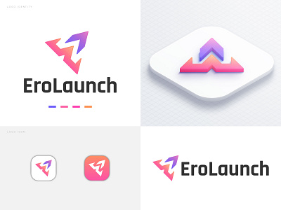 Letter E and UP Icon + EroLaunch + Unused logo mark abstract logo app logo brand identity branding e logo gradient logo launch logo letter logo design logo logo design logo folio logotype modern logo monogram software logo startup startup logo tech company tech logo technology