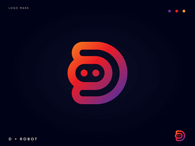 D + Robot - Robot logo -  Tech logo - Tech company
