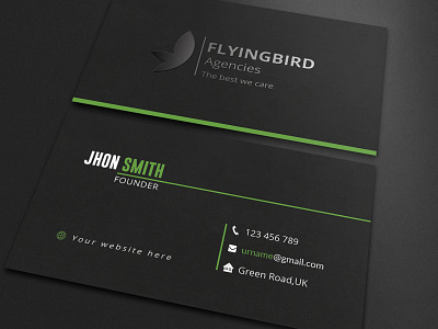 Spot UV Business Card business card template colorful business card green grey inspirations marketing agency modern print ready psd psd template texture