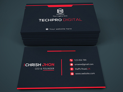 Corporate Business Card black blue colorful digital green marketing mockup print ready redesign