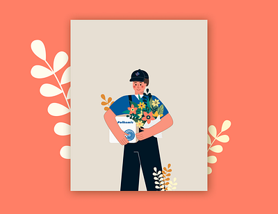 Greeting Card art boy card design figma flowers illustration man postcard spring vector