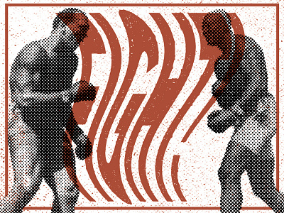 Fight! boxing design grit halftone poster retro texture typography