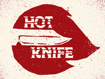 Hot Knife design fire flame grunge halftone knife logo punk texture typography