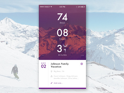 Daily UI 14 - Countdown Timer app cal calendar countdown dailyui ios iphone snow ui design userexperience userinterface ux