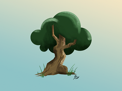 Tree art color draw illustration low profile practice tree