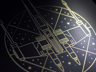 X-Wing Gold Foil Print design illustration line art low profile print rogue one sci fi star wars x wing