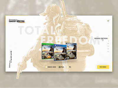 Pre-Order page dailyui entertainment ghost recon special forces ubisoft ui uidesign user interface video game web website
