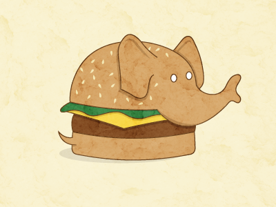 Surreal BBQ Series burger elephant illustration surreal