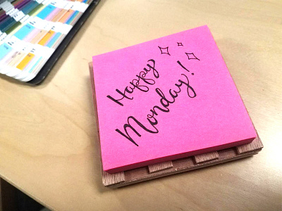 Happy Monday! black colors design hand lettering happy lettering monday pink script stars