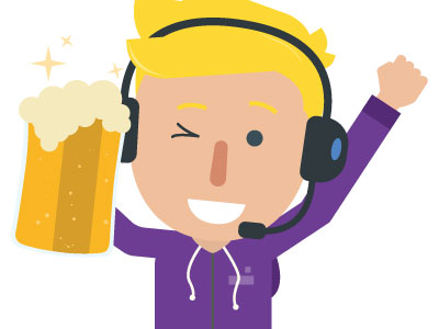 Cheers beer character guy headphones illustration streamer
