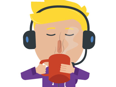Morning Coffee character coffee drinking guy headphones illustration streamer